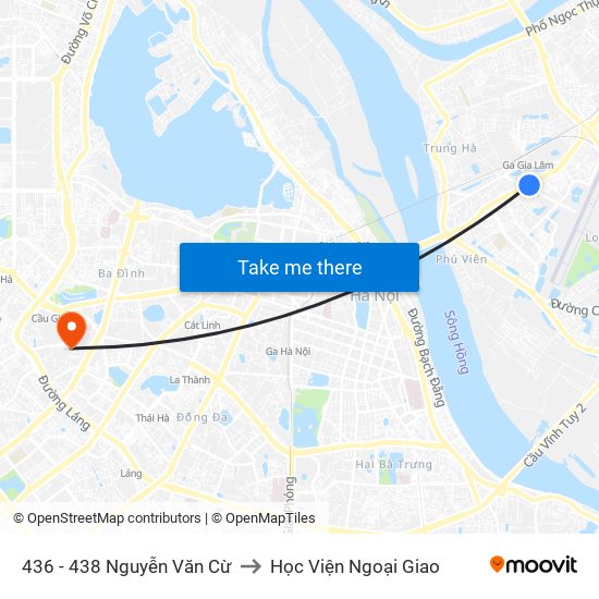 436 - 438 Nguyễn Văn Cừ to Học Viện Ngoại Giao map