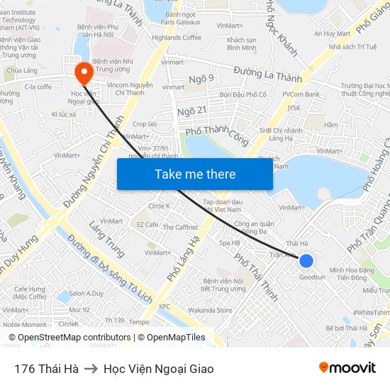 176 Thái Hà to Học Viện Ngoại Giao map