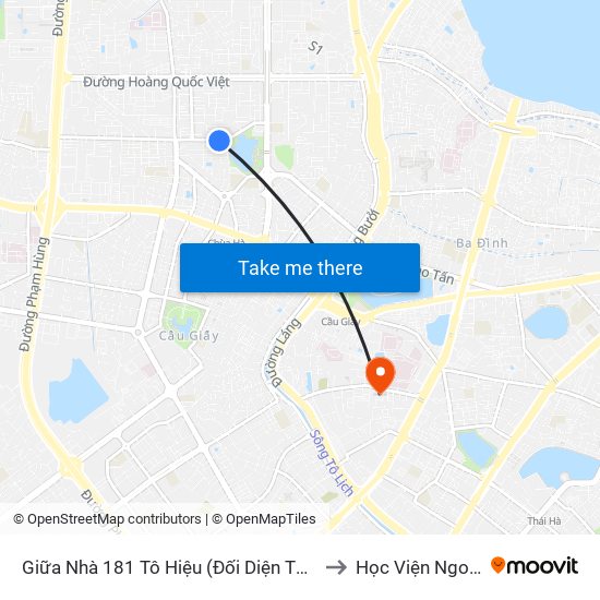 Giữa Nhà 181 Tô Hiệu (Đối Diện Thcs Nghĩa Tân) to Học Viện Ngoại Giao map