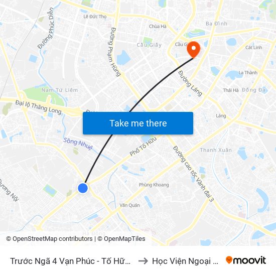 Trước Ngã 4 Vạn Phúc - Tố Hữu 50m to Học Viện Ngoại Giao map