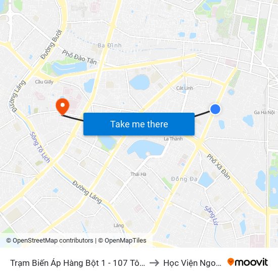 Trạm Biến Áp Hàng Bột 1 - 107 Tôn Đức Thắng to Học Viện Ngoại Giao map