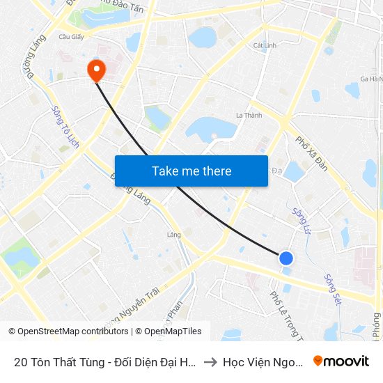 20 Tôn Thất Tùng - Đối Diện Đại Học Y Hà Nội to Học Viện Ngoại Giao map