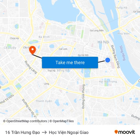 16 Trần Hưng Đạo to Học Viện Ngoại Giao map