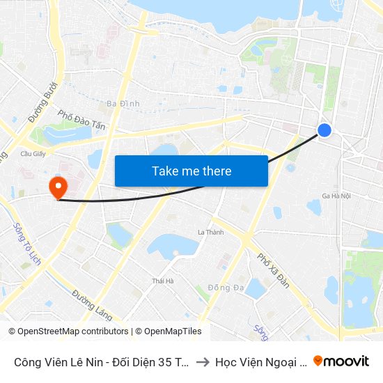 Công Viên Lê Nin - Đối Diện 35 Trần Phú to Học Viện Ngoại Giao map