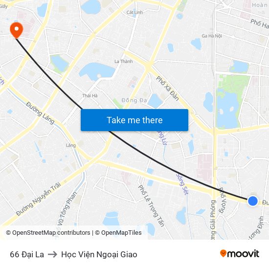 66 Đại La to Học Viện Ngoại Giao map