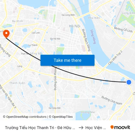 Trường Tiểu Học Thanh Trì - Đê Hữu Hồng (Điếm Canh Đê Số 20) to Học Viện Ngoại Giao map