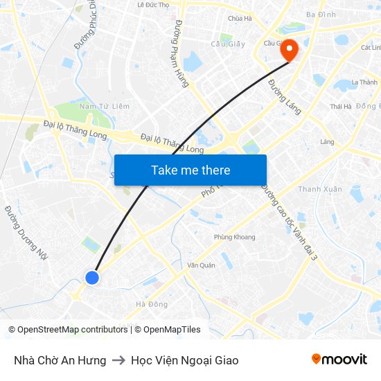 Nhà Chờ An Hưng to Học Viện Ngoại Giao map