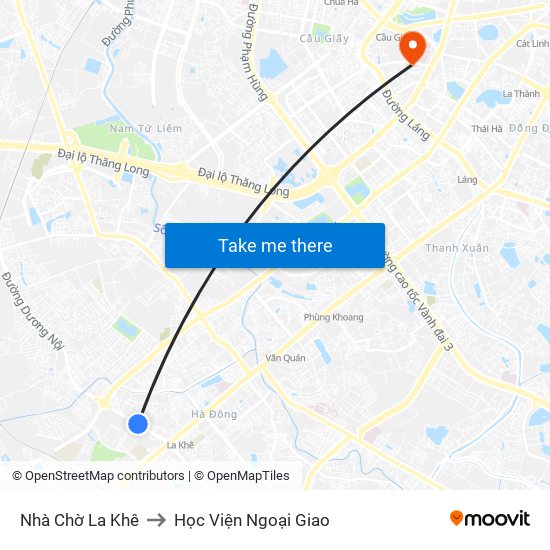 Nhà Chờ La Khê to Học Viện Ngoại Giao map