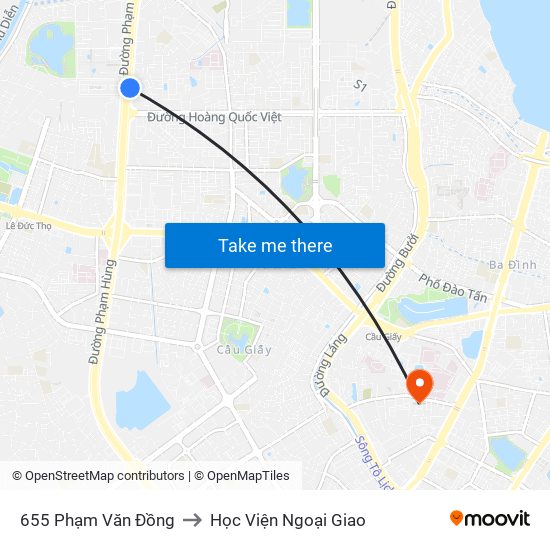 655 Phạm Văn Đồng to Học Viện Ngoại Giao map