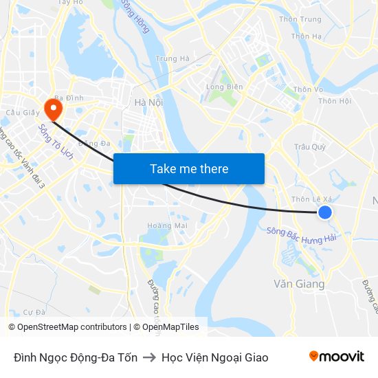 Đình Ngọc Động-Đa Tốn to Học Viện Ngoại Giao map