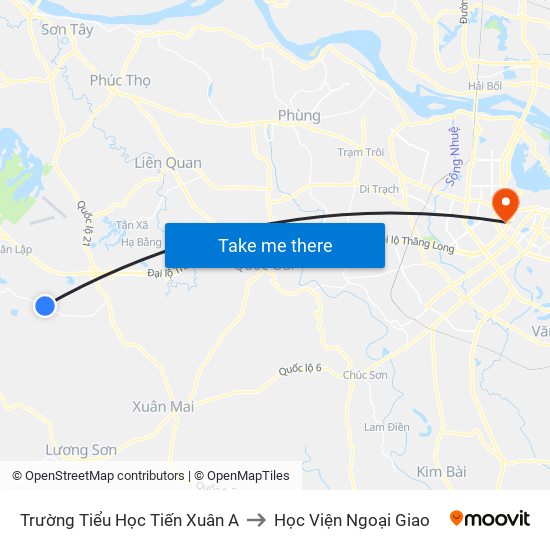 Trường Tiểu Học Tiến Xuân A to Học Viện Ngoại Giao map