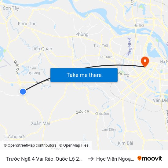 Trước Ngã 4 Vai Réo, Quốc Lộ 21a - Đt446 to Học Viện Ngoại Giao map