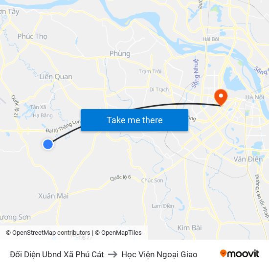 Đối Diện Ubnd Xã Phú Cát to Học Viện Ngoại Giao map