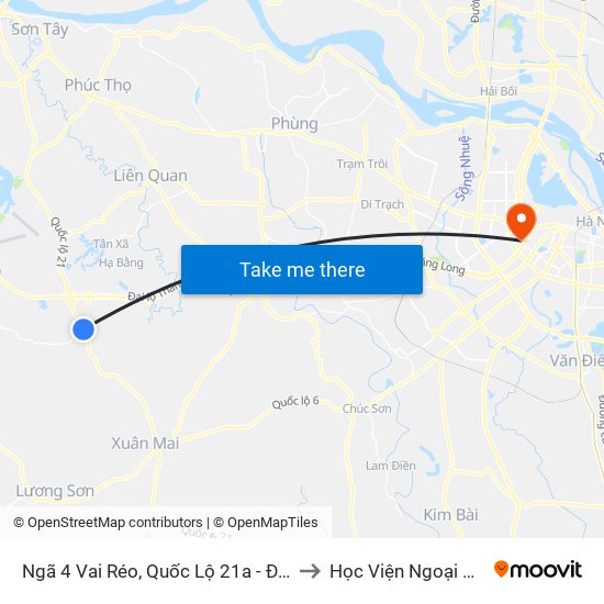 Ngã 4 Vai Réo, Quốc Lộ 21a - Đt446 to Học Viện Ngoại Giao map