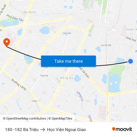180 -182 Bà Triệu to Học Viện Ngoại Giao map