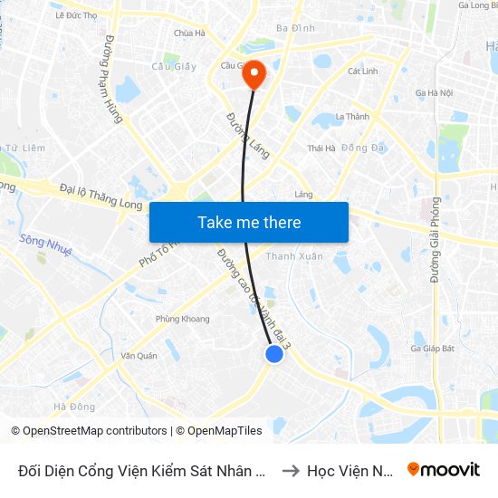 Đối Diện Cổng Viện Kiểm Sát Nhân Dân Thành Phố Hà Nội to Học Viện Ngoại Giao map