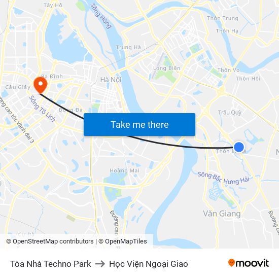 Tòa Nhà Techno Park to Học Viện Ngoại Giao map