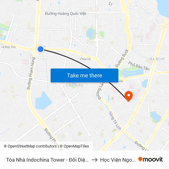 Tòa Nhà Indochina Tower - Đối Diện Đhqg Hà Nội to Học Viện Ngoại Giao map