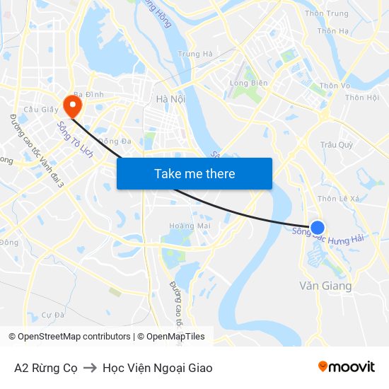 A2 Rừng Cọ to Học Viện Ngoại Giao map