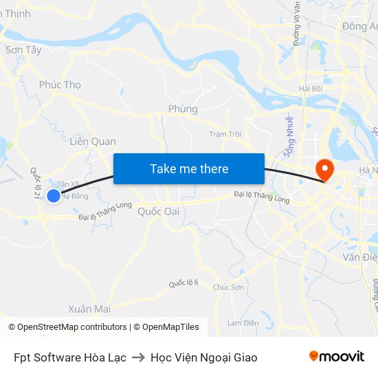 Fpt Software Hòa Lạc to Học Viện Ngoại Giao map