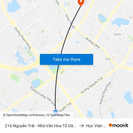 216 Nguyễn Trãi - Nhà Văn Hóa Tổ Dân Phố Số 8 & 9 Phường Trung Văn to Học Viện Ngoại Giao map