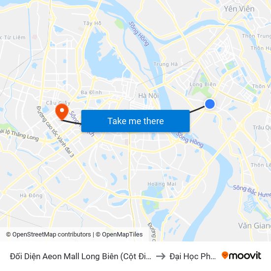 Đối Diện Aeon Mall Long Biên (Cột Điện T4a/2a-B Đường Cổ Linh) to Đại Học Phương Đông map