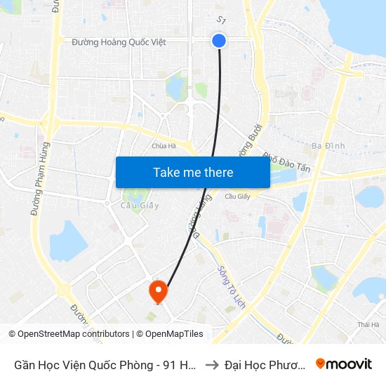 Gần Học Viện Quốc Phòng - 91 Hoàng Quốc Việt to Đại Học Phương Đông map