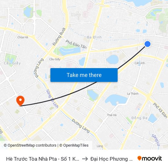 Hè Trước Tòa Nhà Pta - Số 1 Kim Mã to Đại Học Phương Đông map