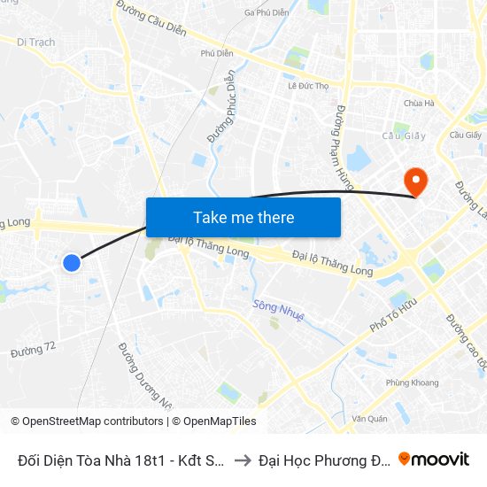 Đối Diện Tòa Nhà 18t1 - Kđt Sudico to Đại Học Phương Đông map