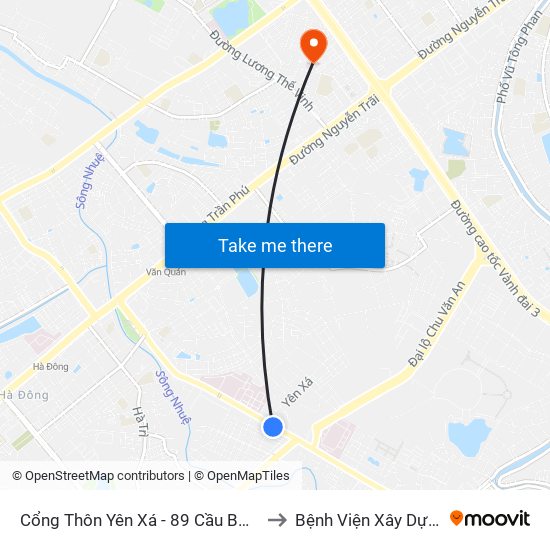 Cổng Thôn Yên Xá - 89 Cầu Bươu to Bệnh Viện Xây Dựng map