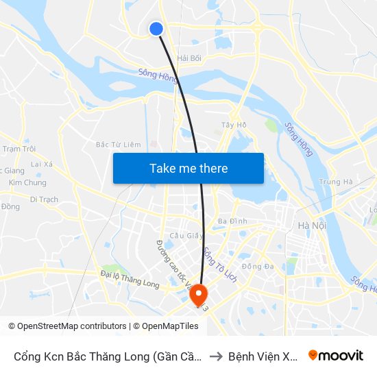 Cổng Kcn Bắc Thăng Long (Gần Cầu Vượt Bộ Hành) to Bệnh Viện Xây Dựng map