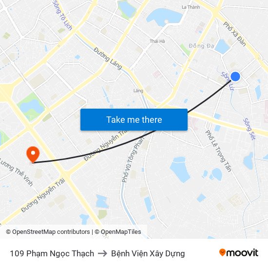 109 Phạm Ngọc Thạch to Bệnh Viện Xây Dựng map