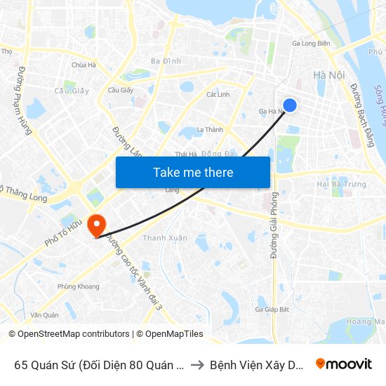 65 Quán Sứ (Đối Diện 80 Quán Sứ) to Bệnh Viện Xây Dựng map