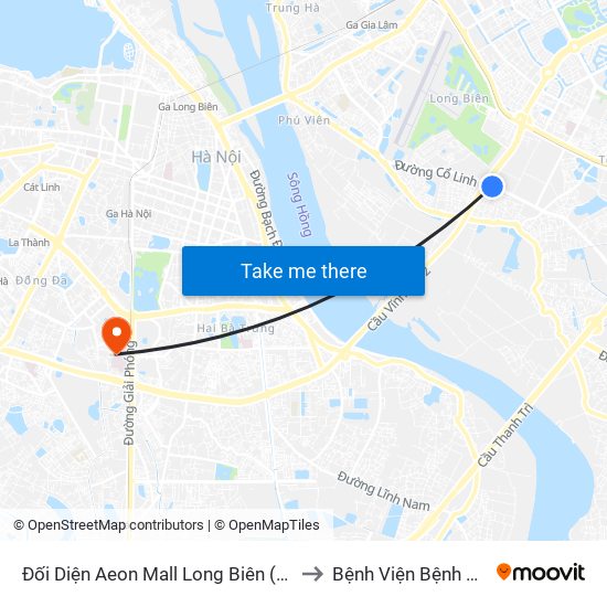 Đối Diện Aeon Mall Long Biên (Cột Điện T4a/2a-B Đường Cổ Linh) to Bệnh Viện Bệnh Nhiệt Đới Trung Ương map