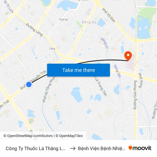 Công Ty Thuốc Lá Thăng Long - 235 Nguyễn Trãi to Bệnh Viện Bệnh Nhiệt Đới Trung Ương map