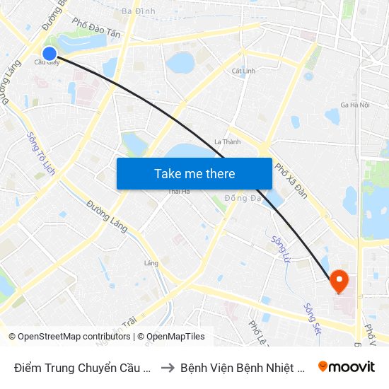 Điểm Trung Chuyển Cầu Giấy - Thủ Lệ 02 to Bệnh Viện Bệnh Nhiệt Đới Trung Ương map