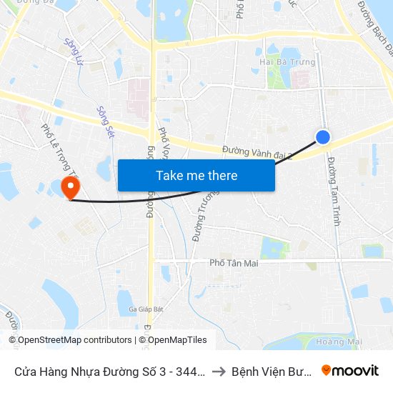 Cửa Hàng Nhựa Đường Số 3 - 344 Kim Ngưu to Bệnh Viện Bưu Điện map