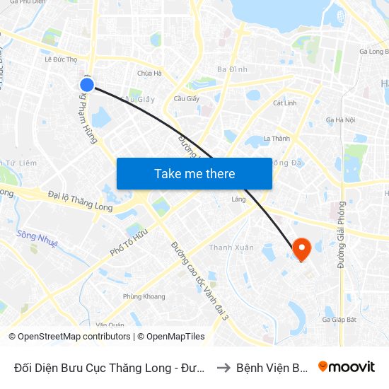 Đối Diện Bưu Cục Thăng Long - Đường Phạm Hùng to Bệnh Viện Bưu Điện map