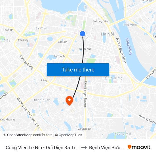 Công Viên Lê Nin - Đối Diện 35 Trần Phú to Bệnh Viện Bưu Điện map