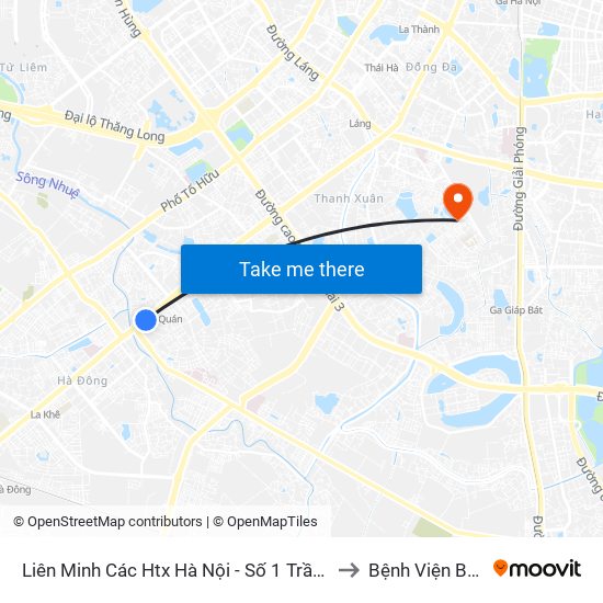 Liên Minh Các Htx Hà Nội - Số 1 Trần Phú (Hà Đông) to Bệnh Viện Bưu Điện map