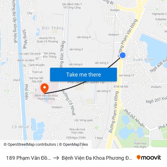 189 Phạm Văn Đồng to Bệnh Viện Đa Khoa Phương Đông map