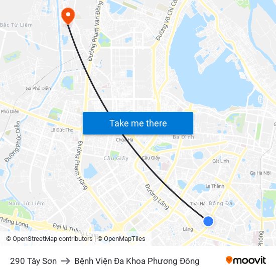 290 Tây Sơn to Bệnh Viện Đa Khoa Phương Đông map