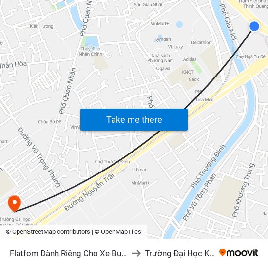 Flatfom Dành Riêng Cho Xe Buýt Trước Nhà 45 Đường Láng to Trường Đại Học Khoa Học Tự Nhiên map