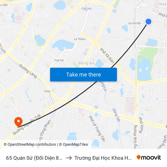 65 Quán Sứ (Đối Diện 80 Quán Sứ) to Trường Đại Học Khoa Học Tự Nhiên map