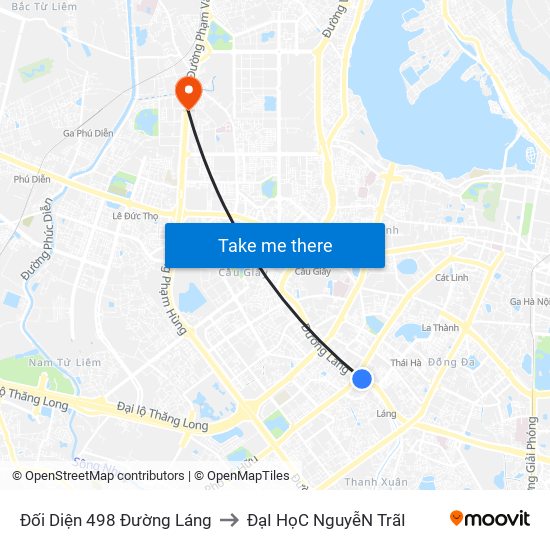 Đối Diện 498 Đường Láng to ĐạI HọC NguyễN TrãI map