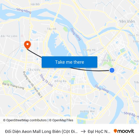 Đối Diện Aeon Mall Long Biên (Cột Điện T4a/2a-B Đường Cổ Linh) to ĐạI HọC NguyễN TrãI map