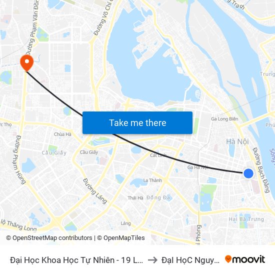 Đại Học Khoa Học Tự Nhiên - 19 Lê Thánh Tông to ĐạI HọC NguyễN TrãI map