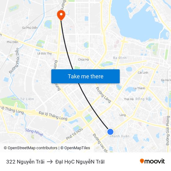 322 Nguyễn Trãi to ĐạI HọC NguyễN TrãI map