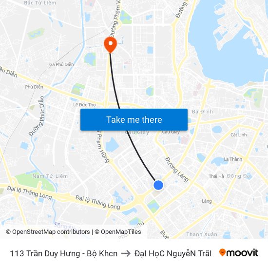 113 Trần Duy Hưng - Bộ Khcn to ĐạI HọC NguyễN TrãI map