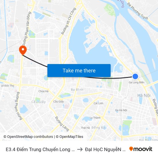 E3.4 Điểm Trung Chuyển Long Biên to ĐạI HọC NguyễN TrãI map